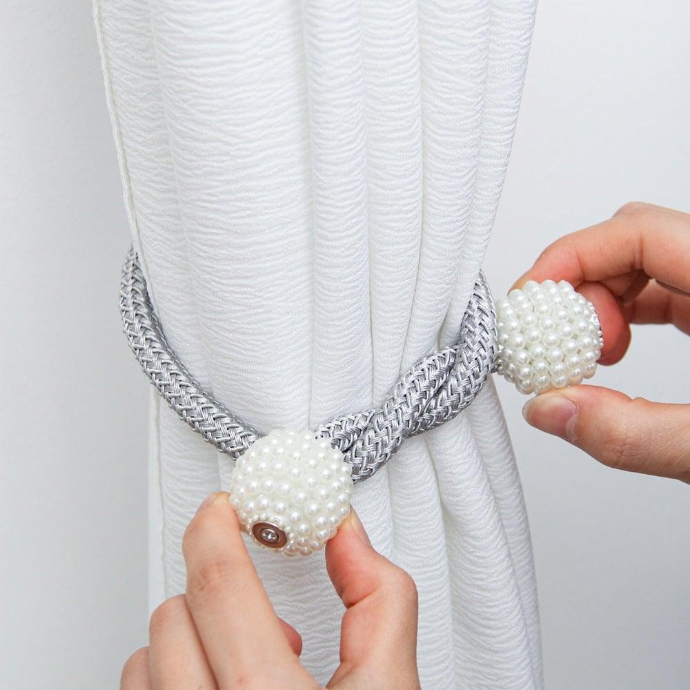 Magnets Curtains Clamps Curtain Holder Pompom Tieback Magnetic Clips Hanging Balls Tie Back Home Decoration Accessories Magnetic Curtain Tiebacks European Style Decorative Curtain Drape Tie With Strong Magnetic For Home And Office Decoration