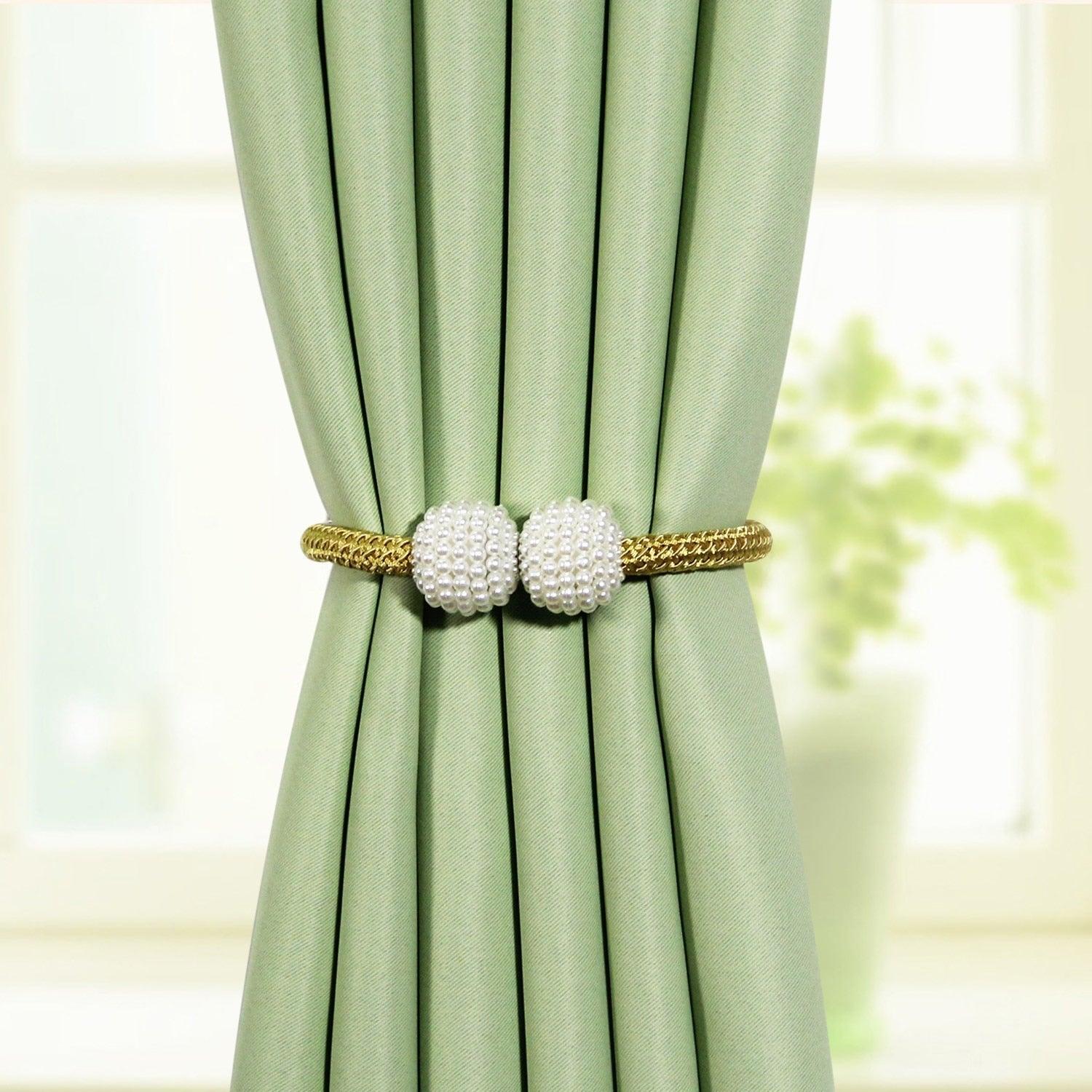 Magnets Curtains Clamps Curtain Holder Pompom Tieback Magnetic Clips Hanging Balls Tie Back Home Decoration Accessories Magnetic Curtain Tiebacks European Style Decorative Curtain Drape Tie With Strong Magnetic For Home And Office Decoration