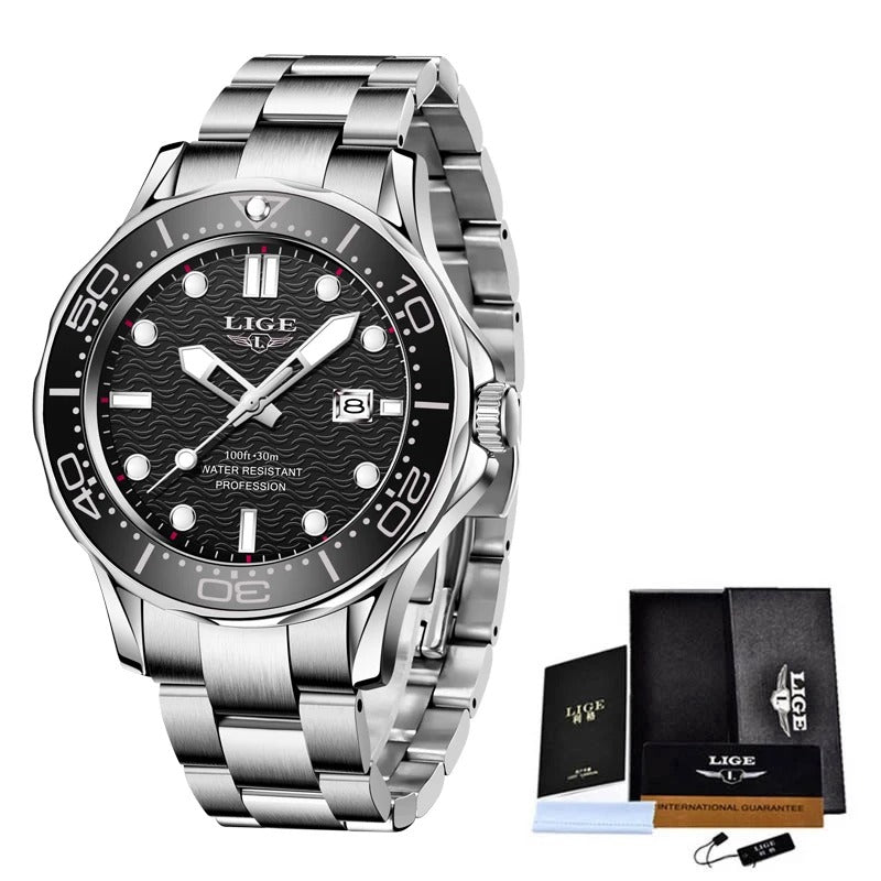 Black Multifunctional Sport Men Watches Luxury Quartz Watches Fashion Chronograph Stylish Elegant Comfortable Watch For Men