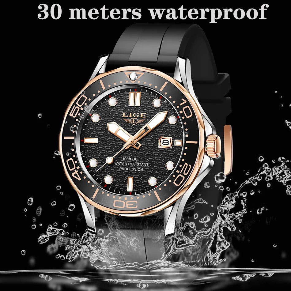 Black Multifunctional Sport Men Watches Luxury Quartz Watches Fashion Chronograph Stylish Elegant Comfortable Watch For Men