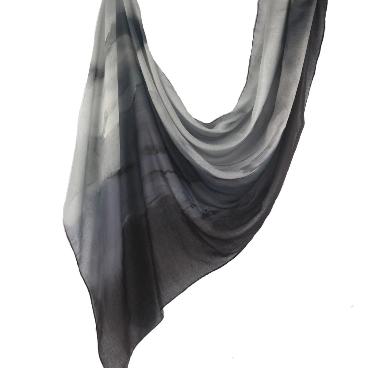 Marble Print Chiffon Hijab | Black & White Tie-Dye(MH227)