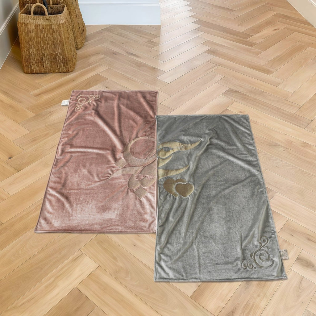 Meaningful Arabic Art German Velvet Couples Prayer Mat Set Interactive Pattern Prayer Mat (MR081)