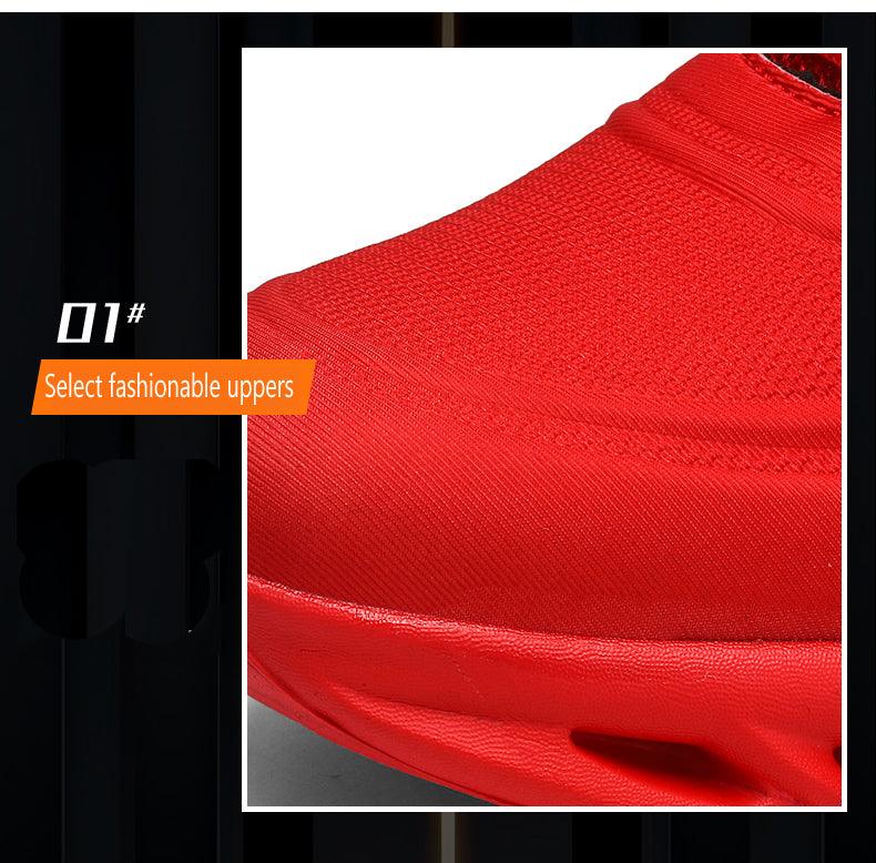 Men's Flame Printed Sneakers Flying Weave Sports Comfortable Running Outdoor Men Athletic Shoes Breathable Casual Sports High Quality Sport Design Sneaker