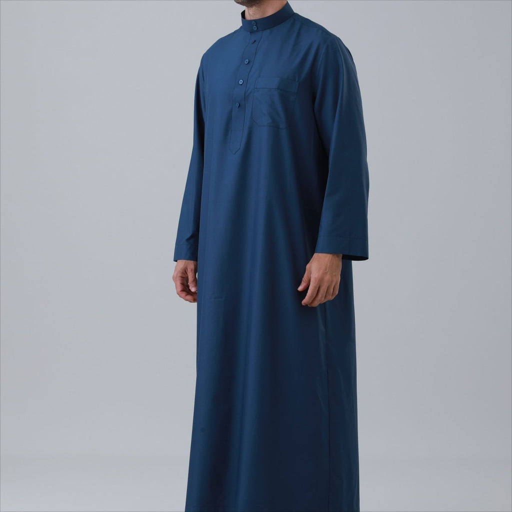 Men's Solid Color Thobe with Button Placket (MT036)