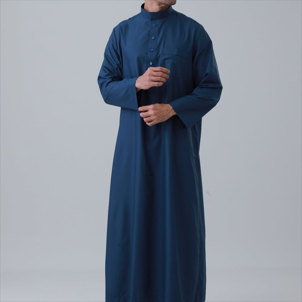Men's Solid Color Thobe with Button Placket (MT036)