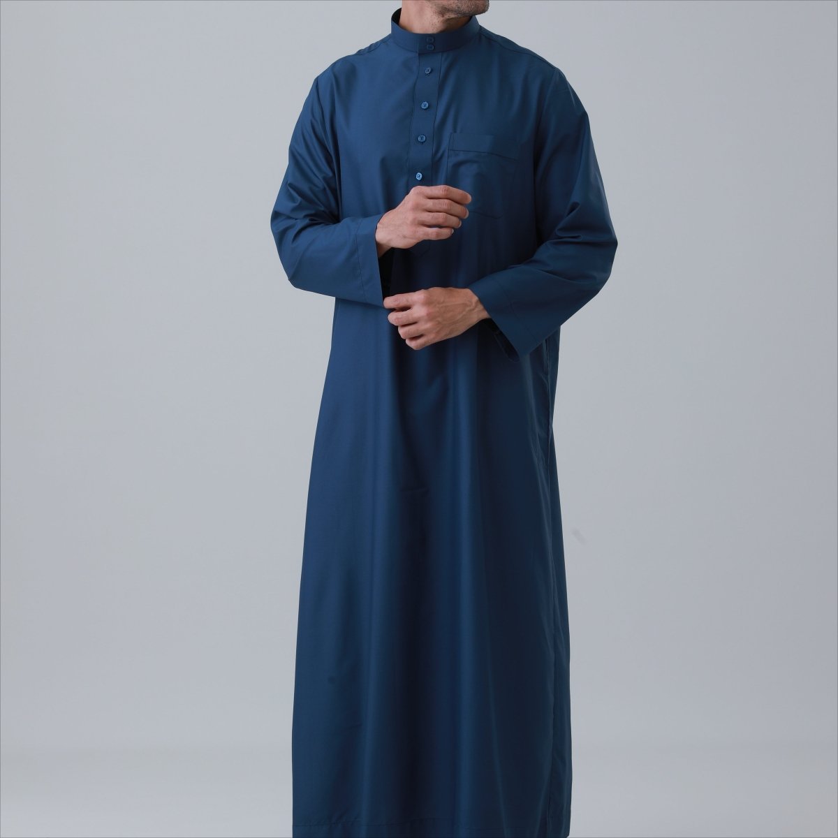 Men's Solid Color Thobe with Button Placket (MT036)