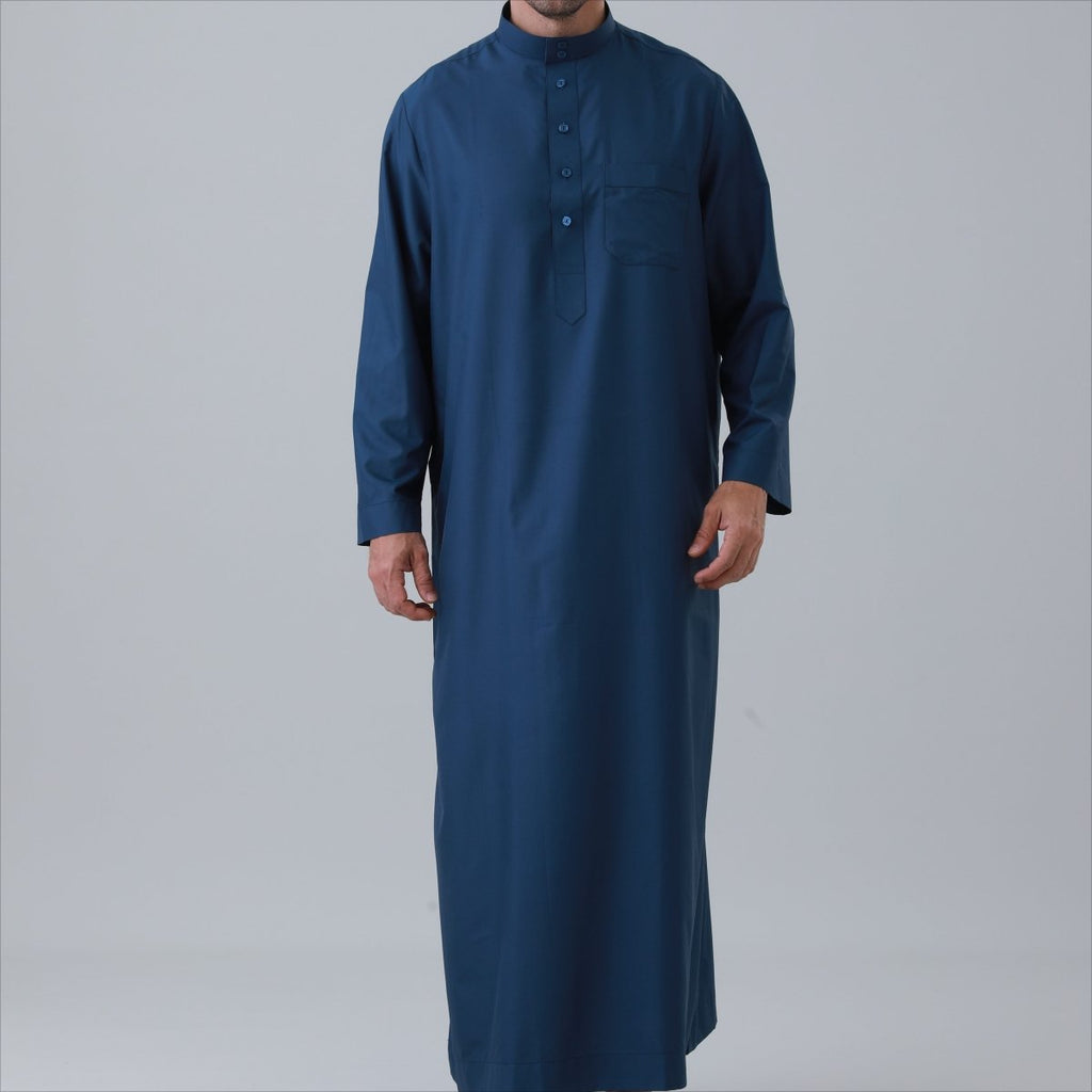 Men's Solid Color Thobe with Button Placket (MT036)