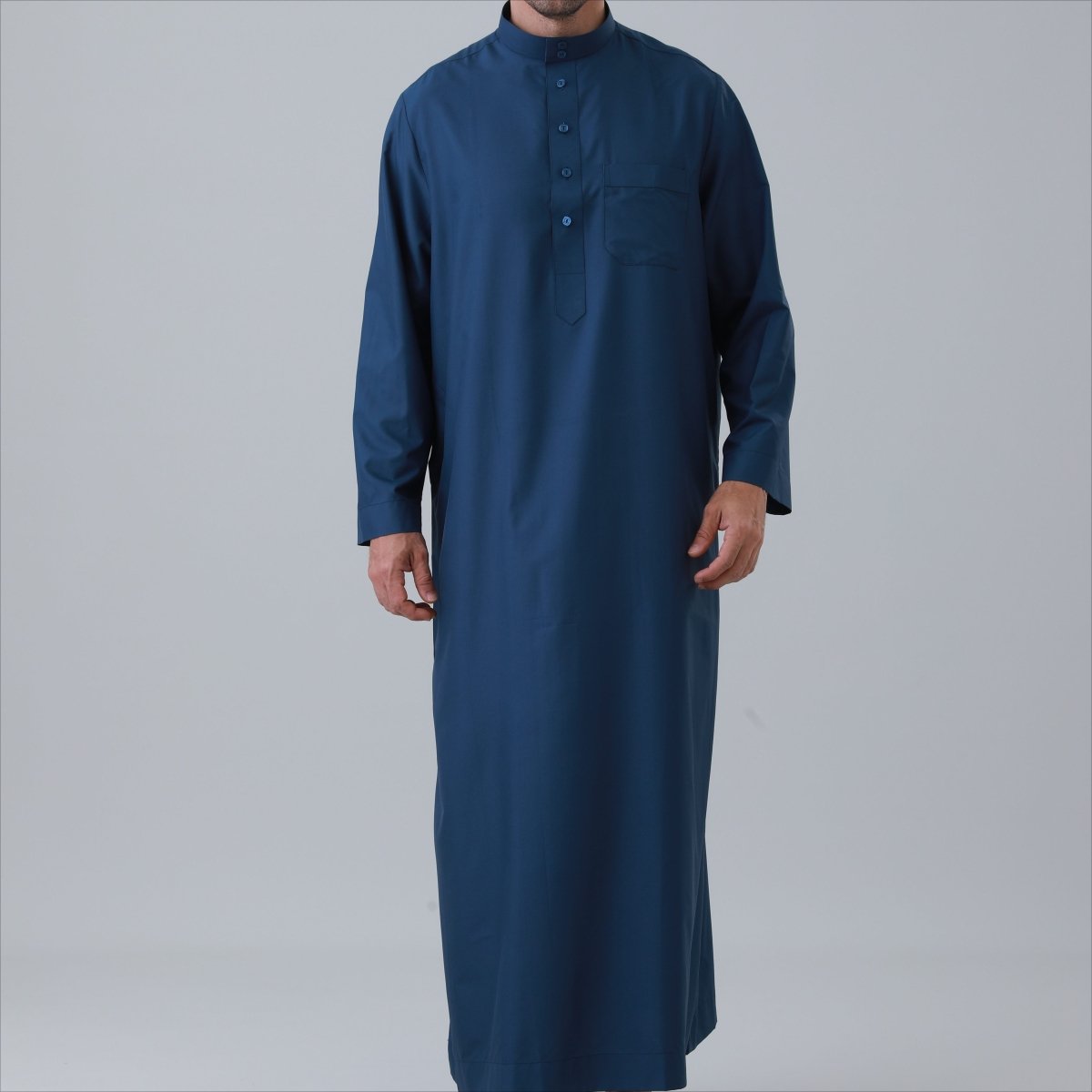 Men's Solid Color Thobe with Button Placket (MT036)