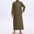 Men's Solid Color Thobe with Button Placket (MT036)