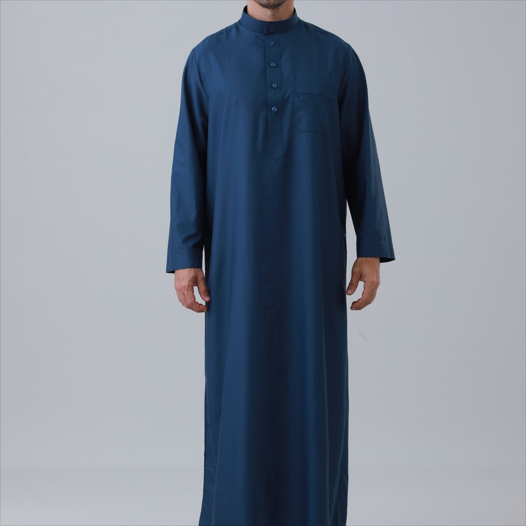 Men's Solid Color Thobe with Button Placket (MT036)