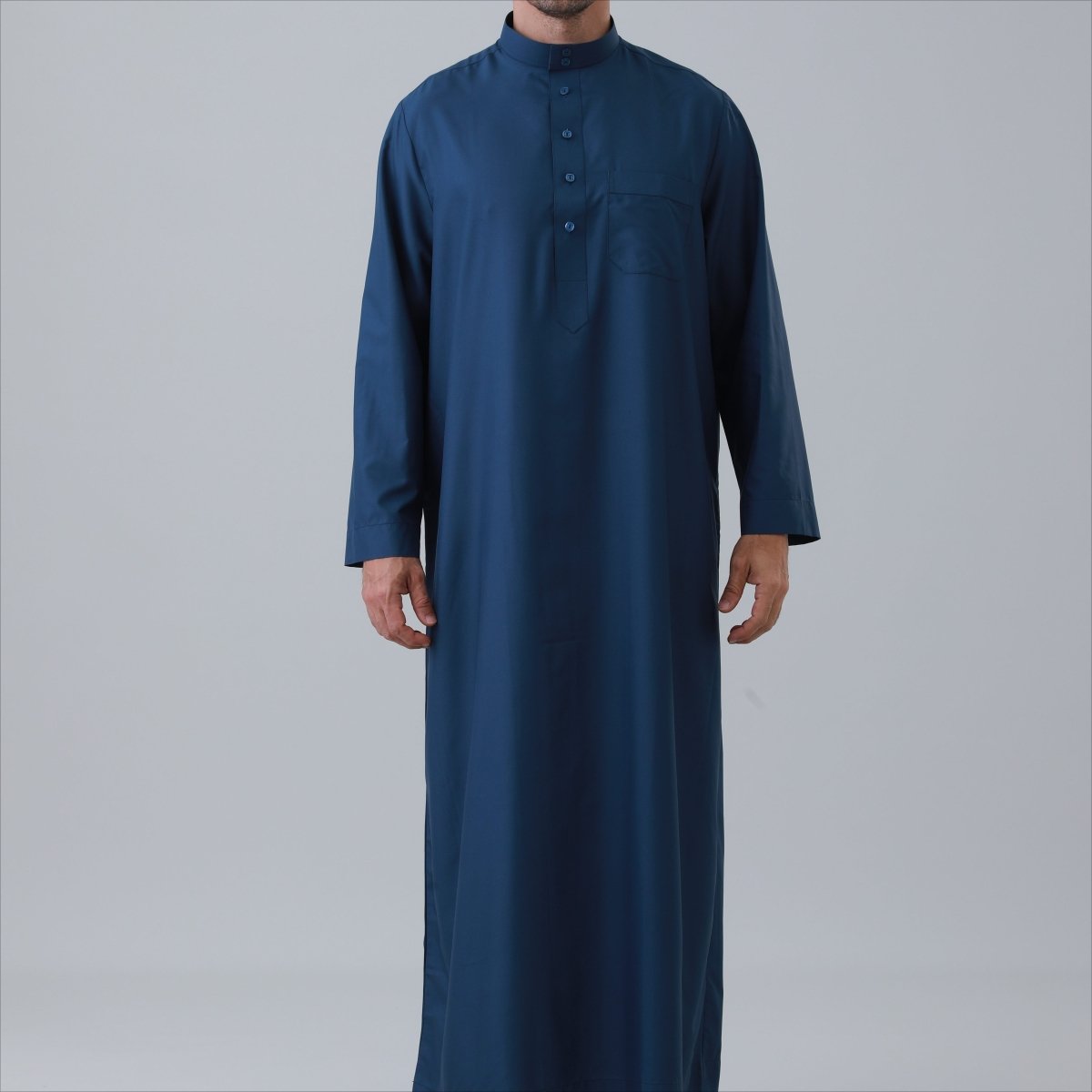 Men's Solid Color Thobe with Button Placket (MT036)