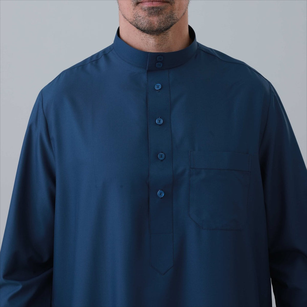 Men's Solid Color Thobe with Button Placket (MT036)