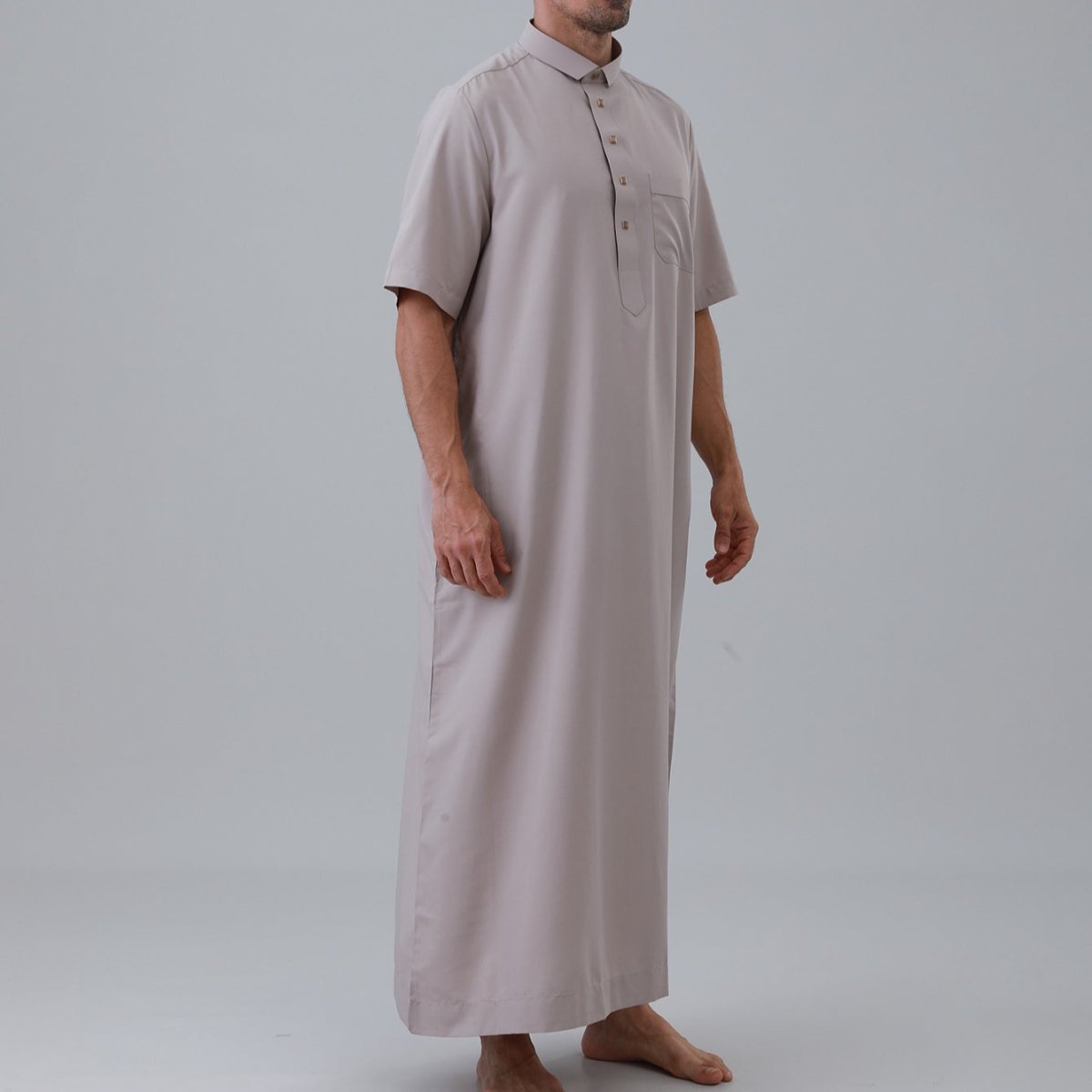 Men's Solid Color Thobe with Button Placket (MT038)