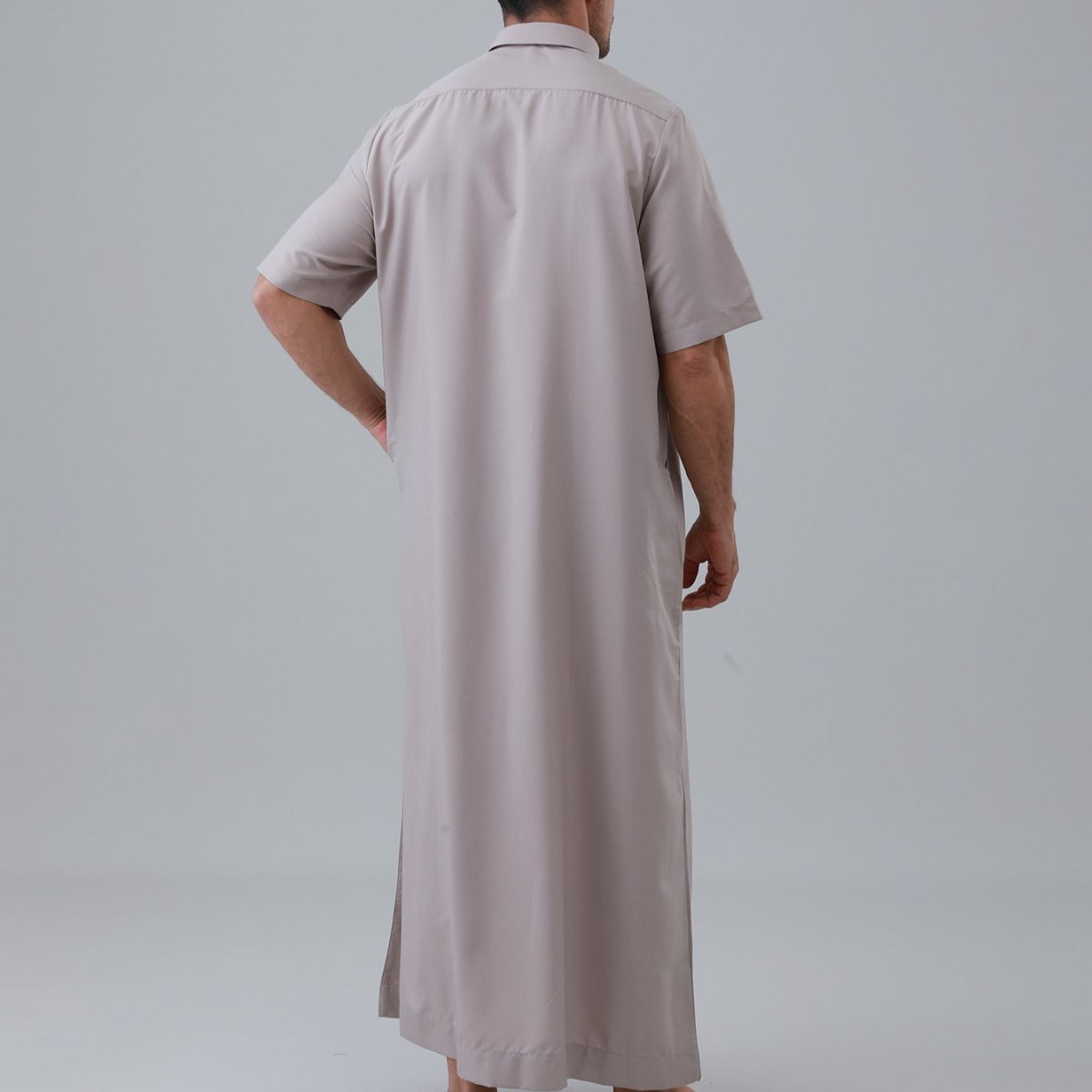 Men's Solid Color Thobe with Button Placket (MT038)