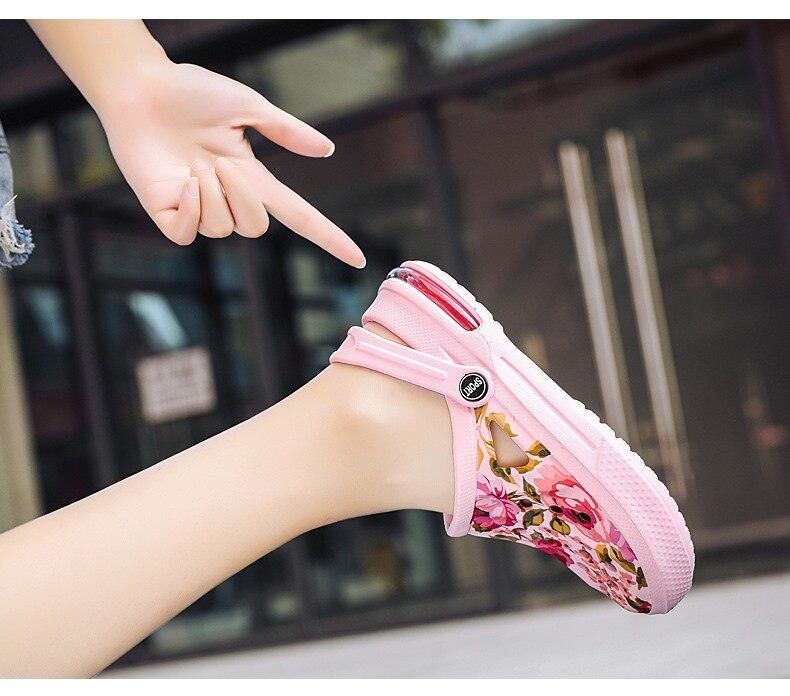 Mens Womens Sandals Hole Shoes Rubber Clogs Couple Garden Shoes Color Printing Air Cushion Beach Sandals Unisex Garden Clogs Lightweight Slip On Women Men Beach Sandals Water Shoes