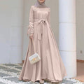 Mesh Panel Stretch Abaya with Belt (MA365)