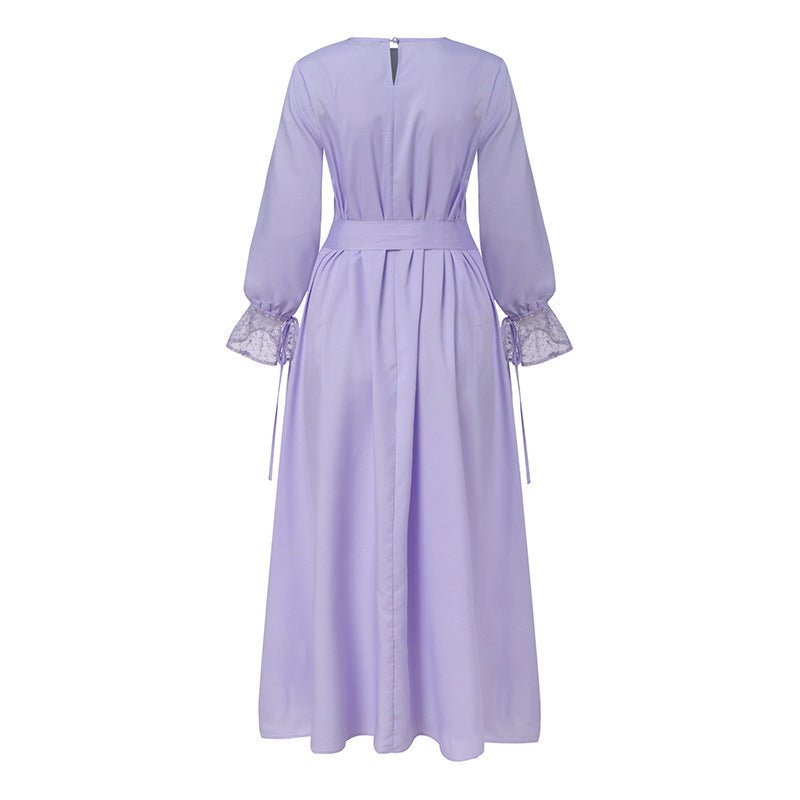 Mesh Panel Stretch Abaya with Belt (MA365)