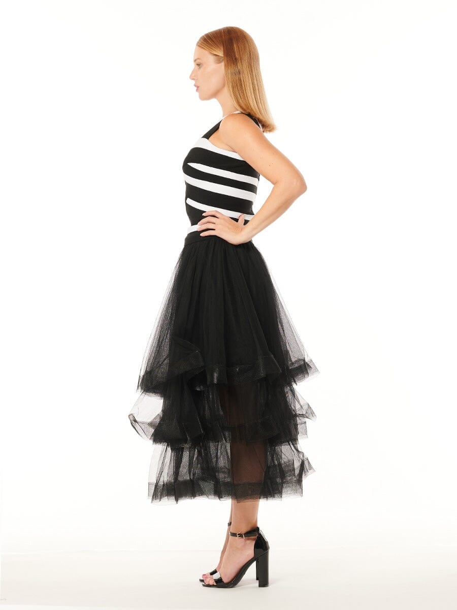 Mesh Skirt With Tiered Ruffle