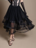 Mesh Skirt With Tiered Ruffle