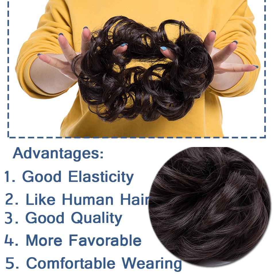 Messy Bun Scrunchy Hair Bun Fake Hair Synthetic Women Chignon Elastic Hair Band Hairpieces For Women Updo Donut Chignon Clip in Hair Extension For Volumized Hair Buns For Girls