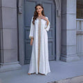 Metallic Embroidered Lace Trim Abaya (MA367)
