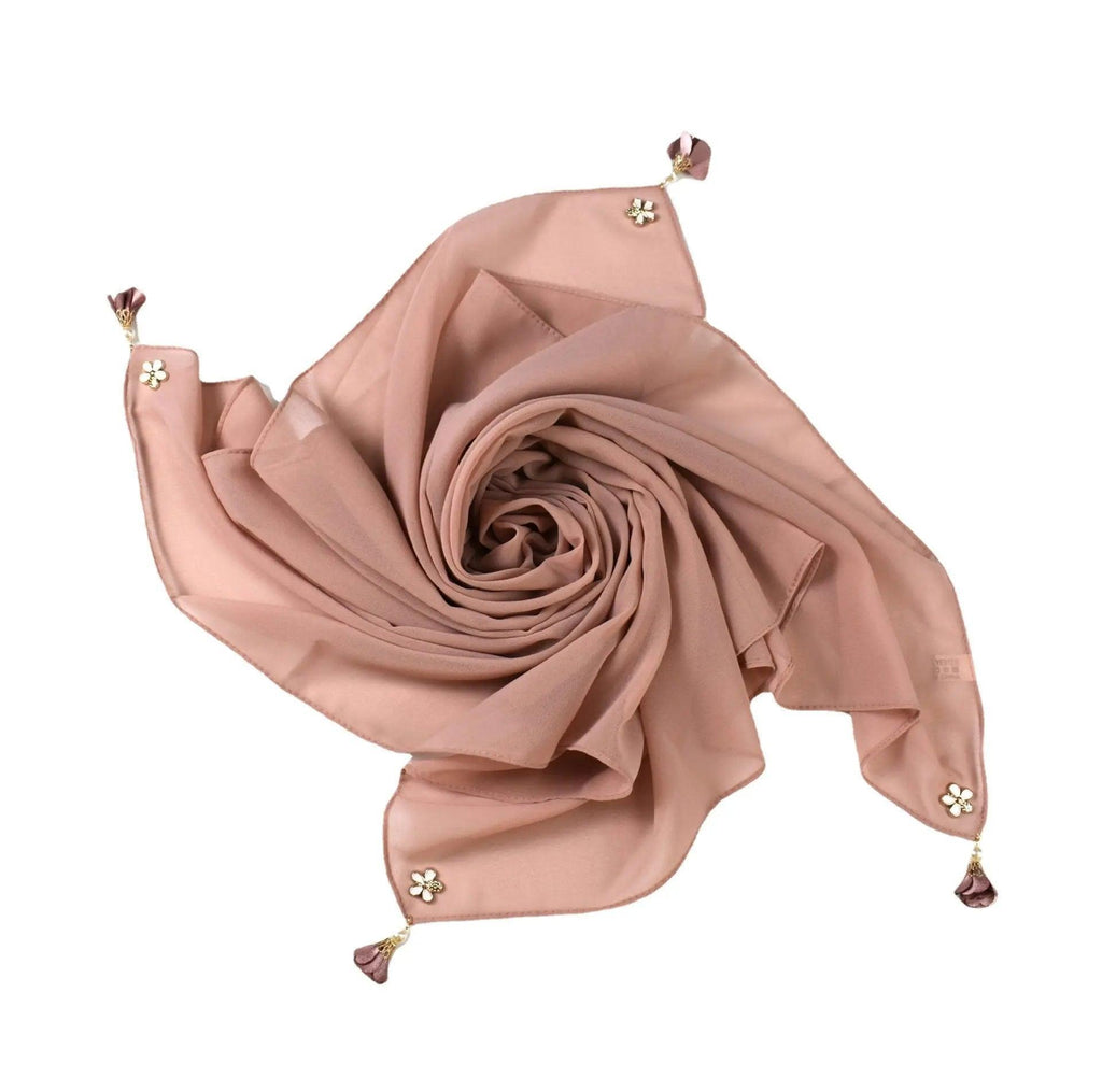 Pearl chiffon square hijab scarf (MH030)