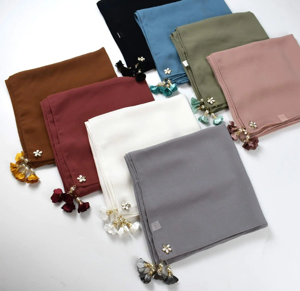 Pearl chiffon square hijab scarf (MH030)