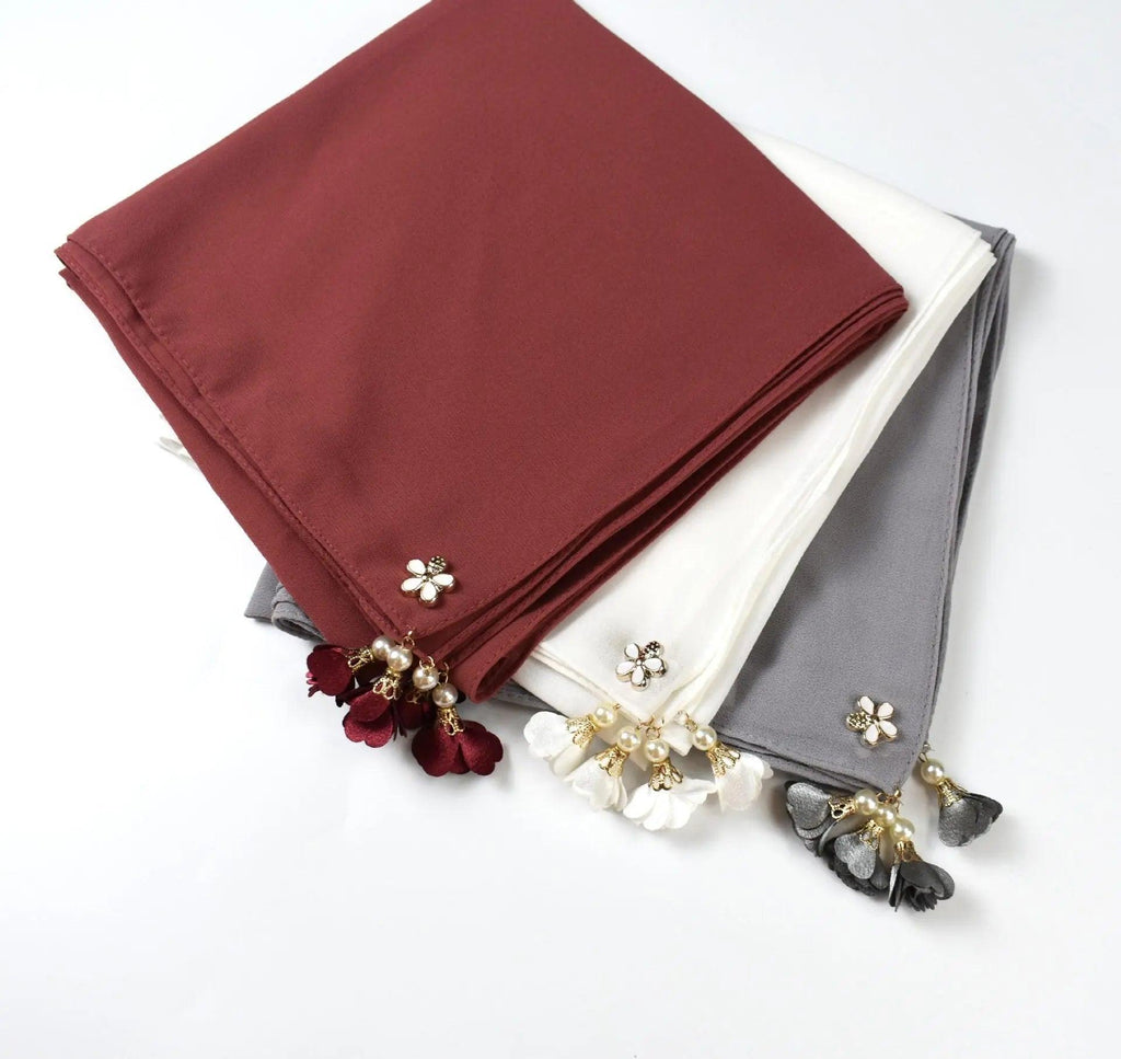 Pearl chiffon square hijab scarf (MH030)