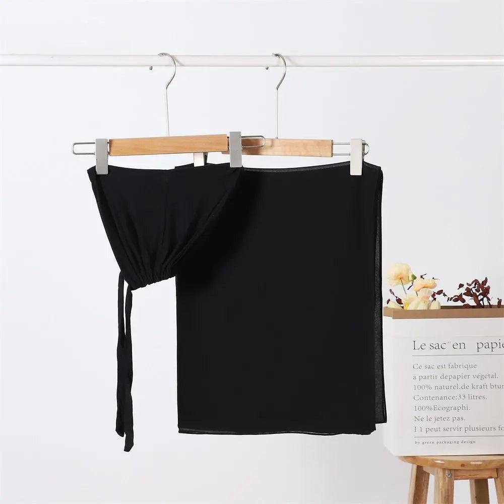 Chiffon Hijab with Cord Base Cap 2pcs Set (MH037)