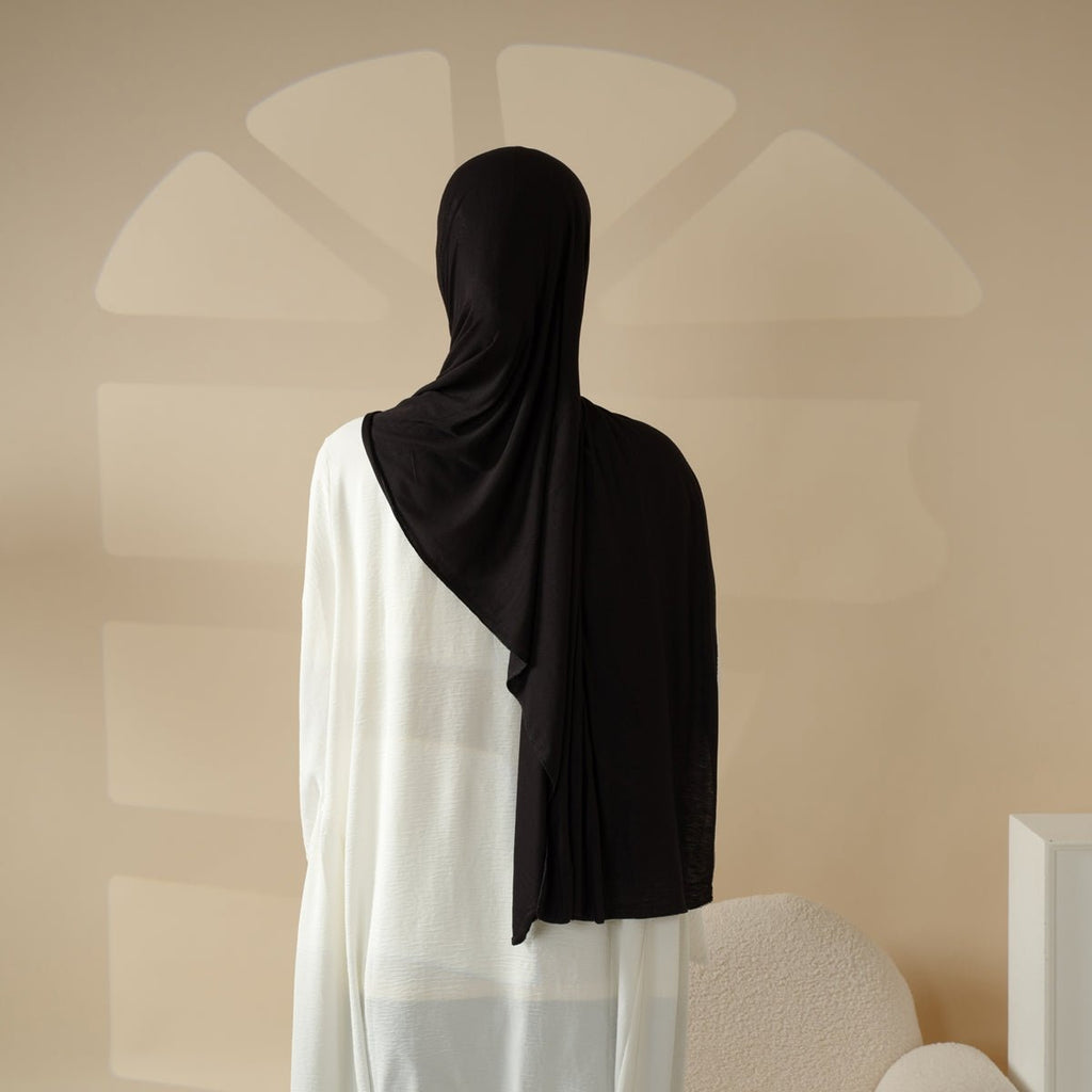 Solid Color Hijab With Basic Headscarf Cap (MH038)