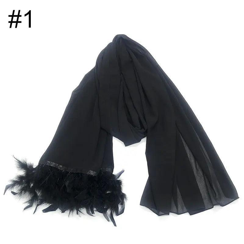 Chiffon Scarves Feather Scarf Hijab (MH039)