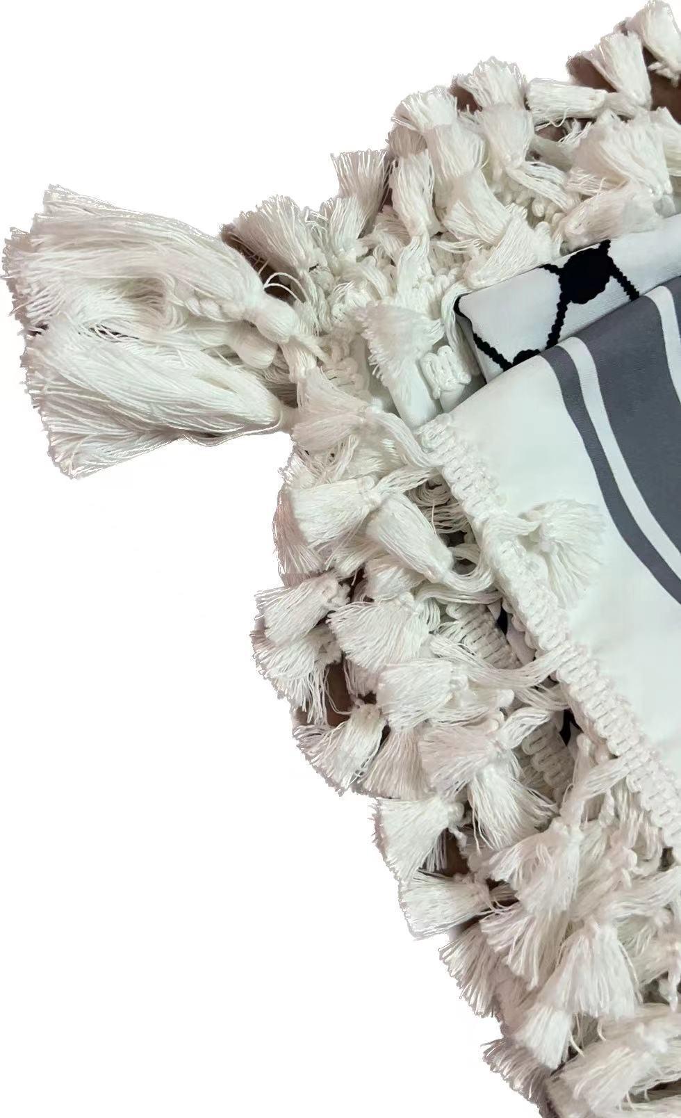 MH052 Four-Sided Fringed  Keffiyeh Square Hijab