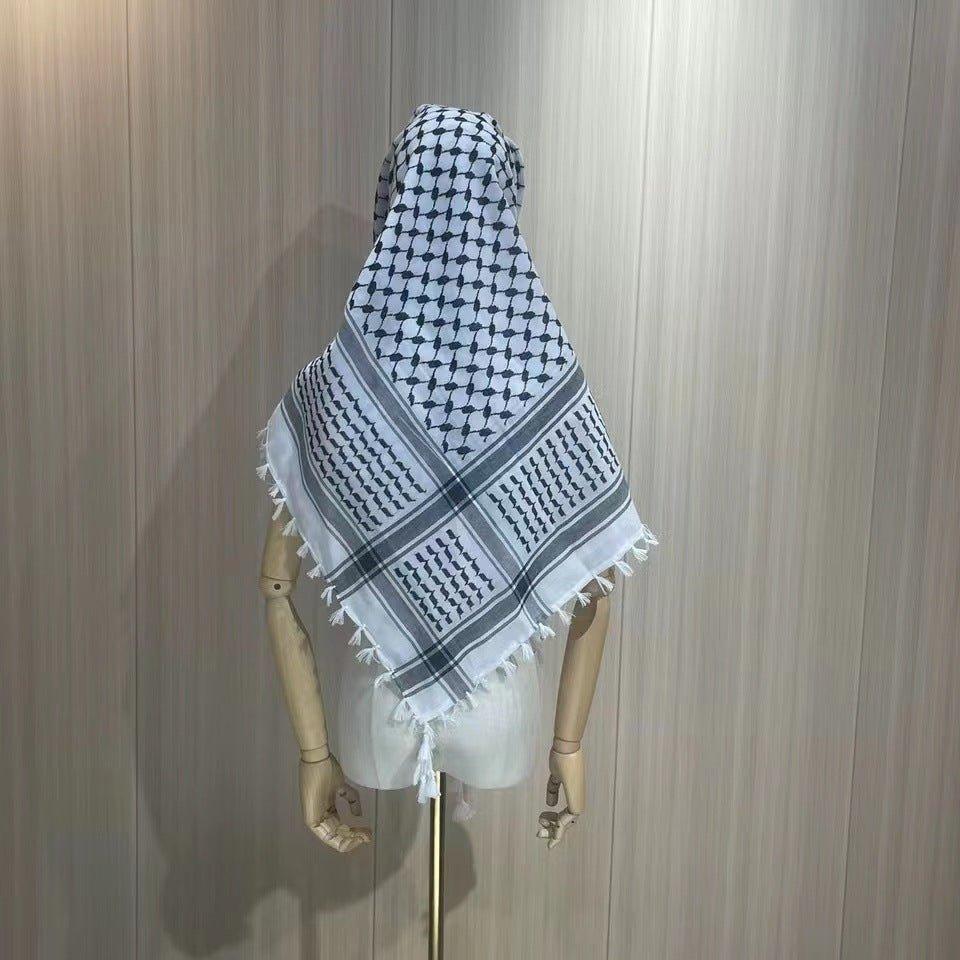 MH052 Four-Sided Fringed  Keffiyeh Square Hijab