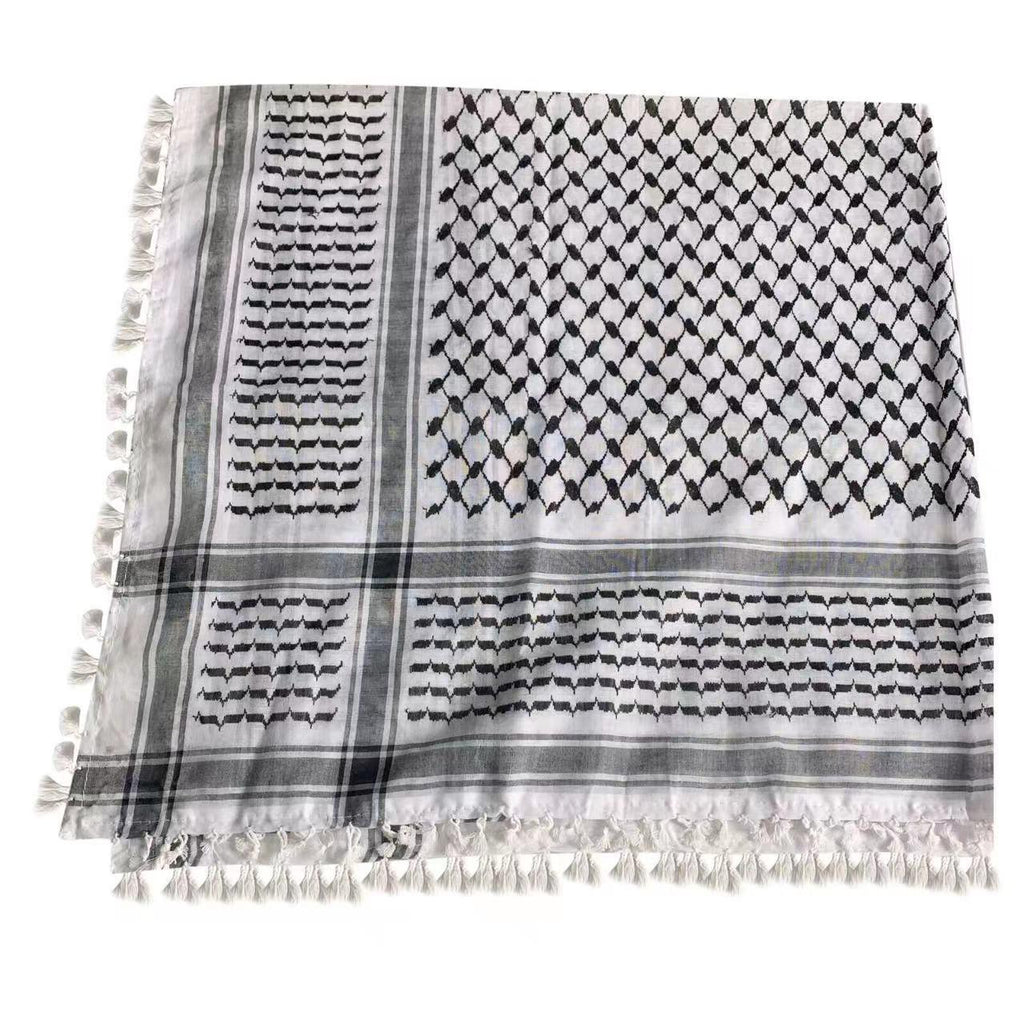 MH052 Four-Sided Fringed  Keffiyeh Square Hijab