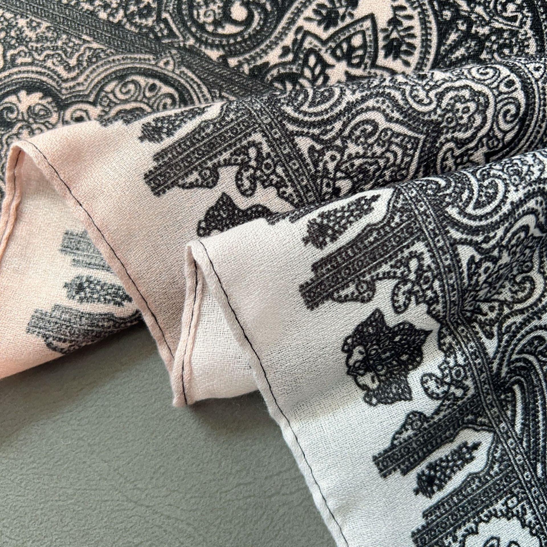 MH058 Cashew Printed Cotton And Linen Thin Hijab