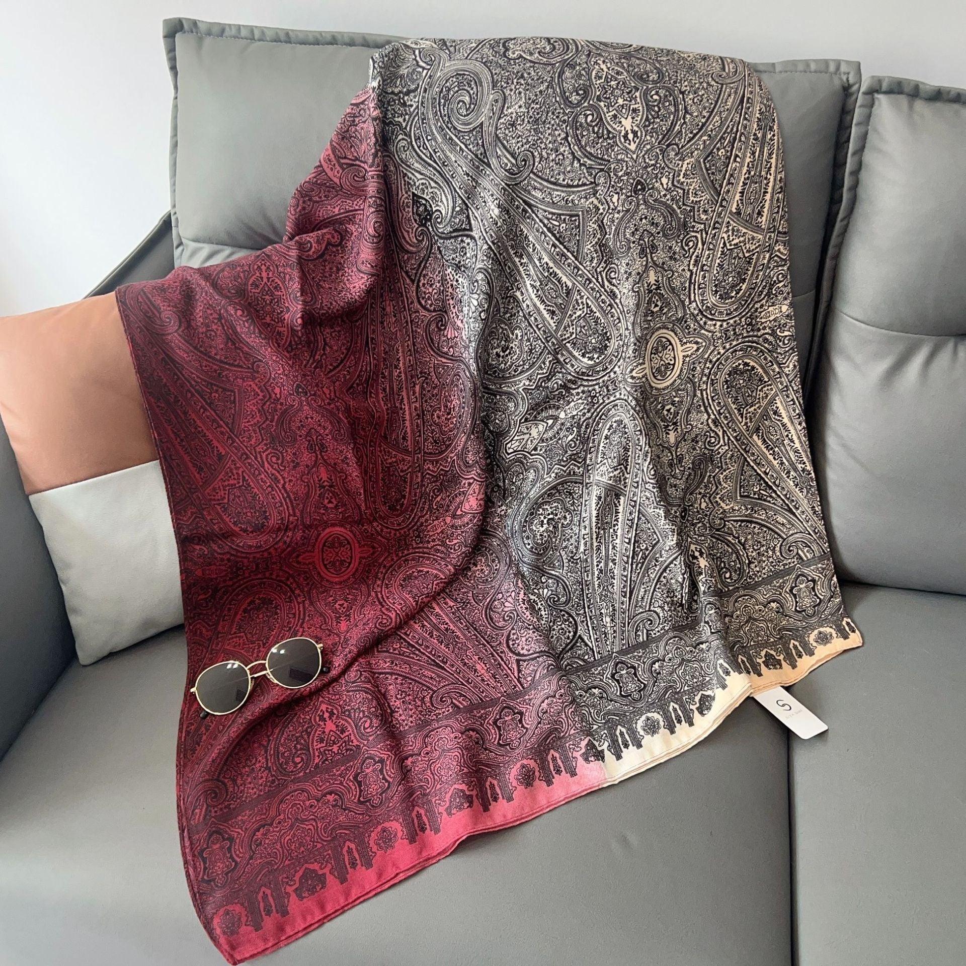 MH058 Cashew Printed Cotton And Linen Thin Hijab