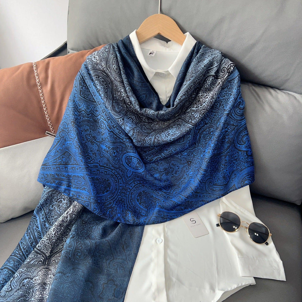 MH058 Cashew Printed Cotton And Linen Thin Hijab