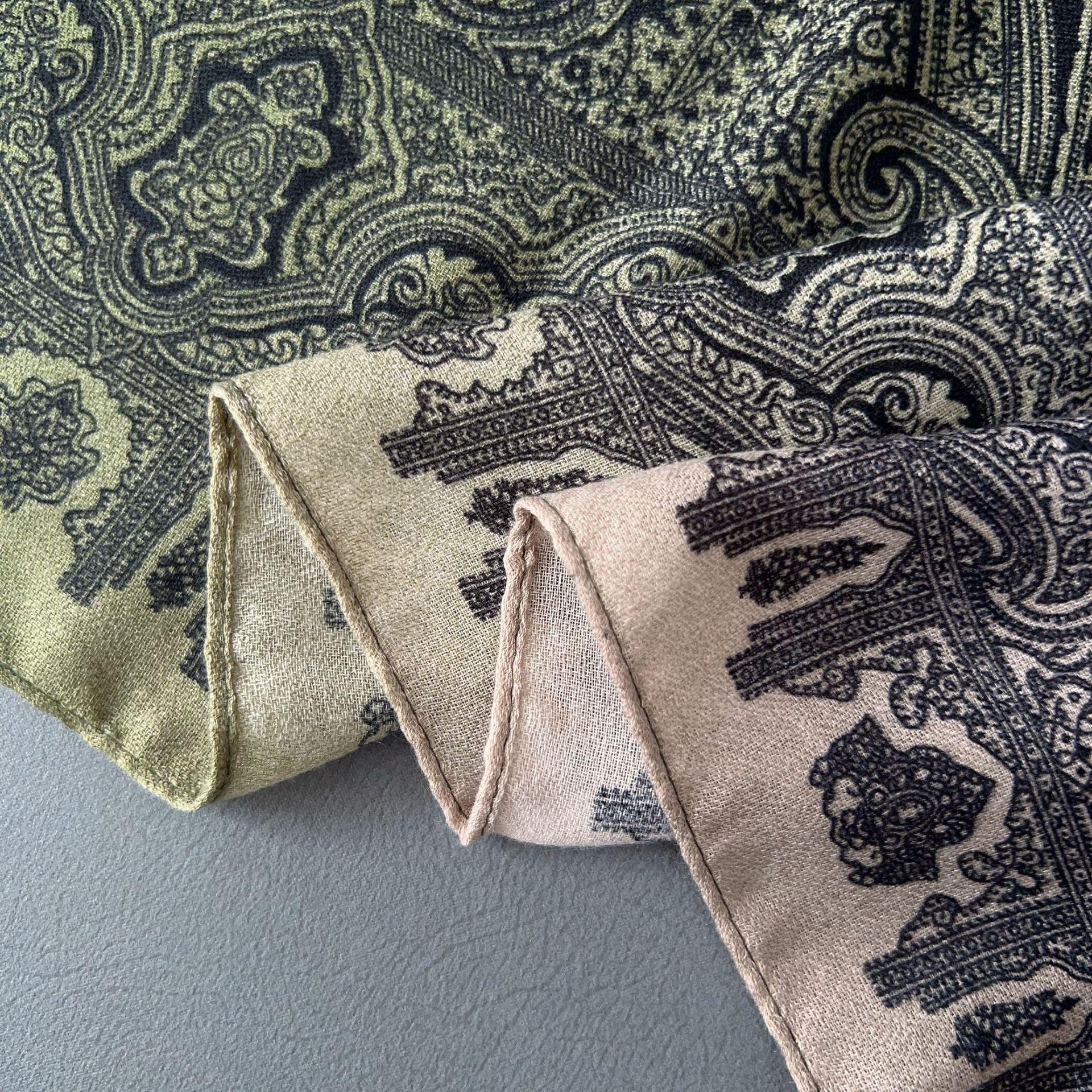 MH058 Cashew Printed Cotton And Linen Thin Hijab