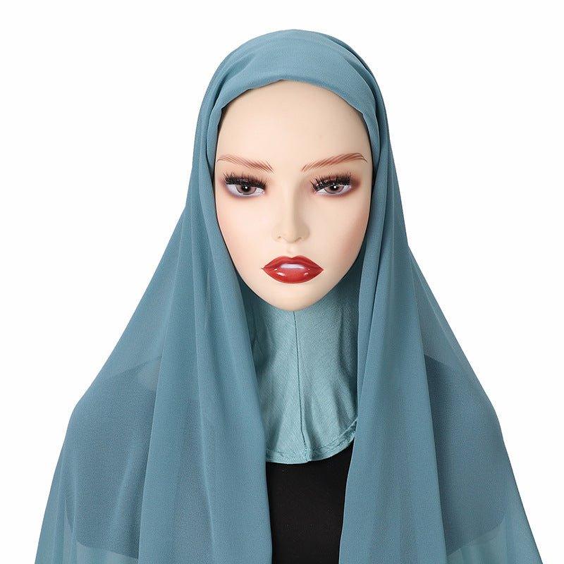 MH061 Pearl Chiffon One-Piece Bottom Hat Hijab