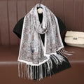 MH070 Fresh Floral Pattern With Tassels Polyester Hijab