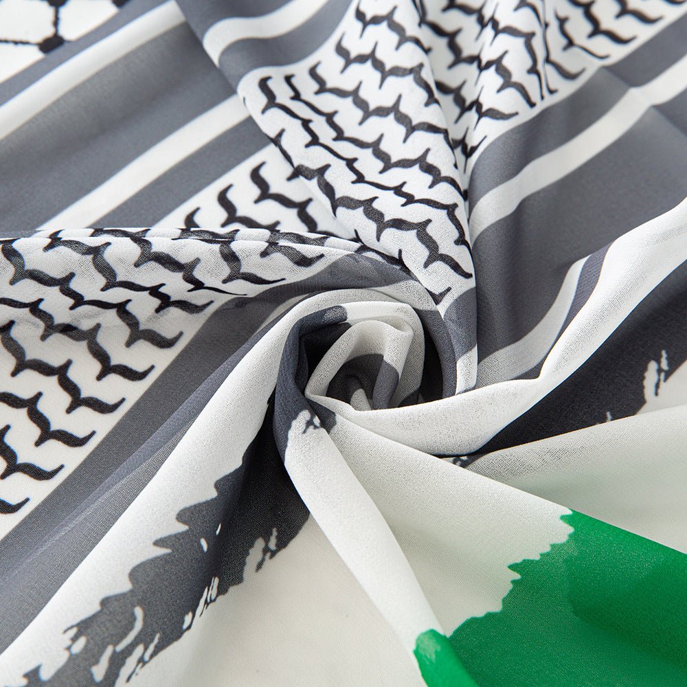MH074 Keffiyeh Printed chiffon Hijab