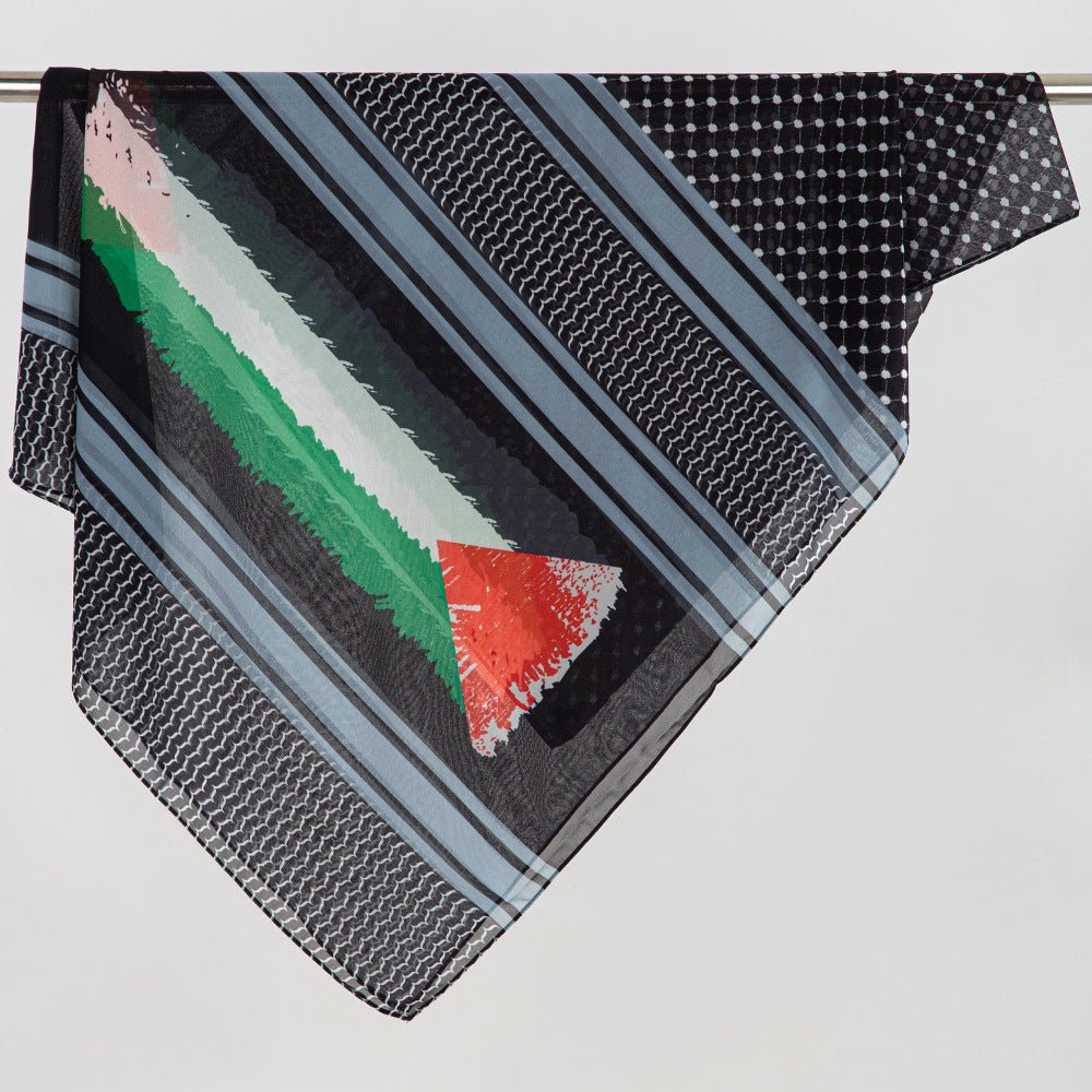 MH074 Keffiyeh Printed chiffon Hijab