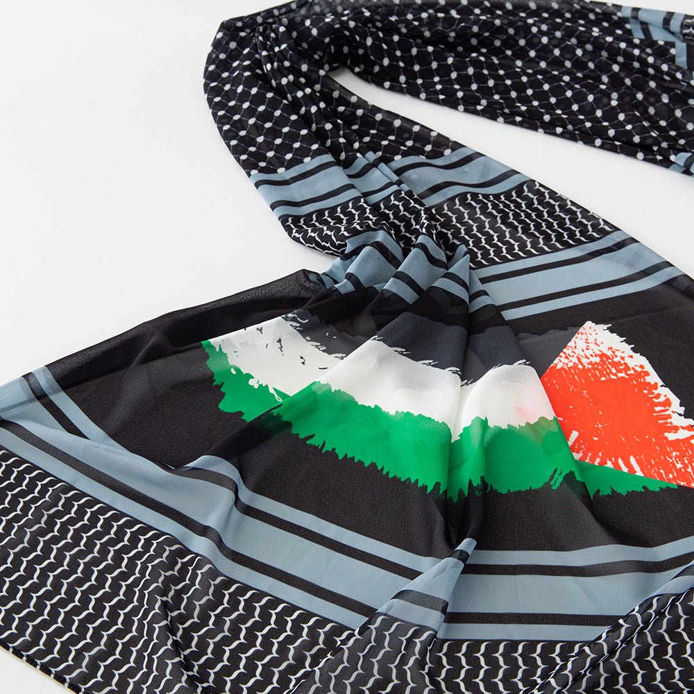 MH074 Keffiyeh Printed chiffon Hijab