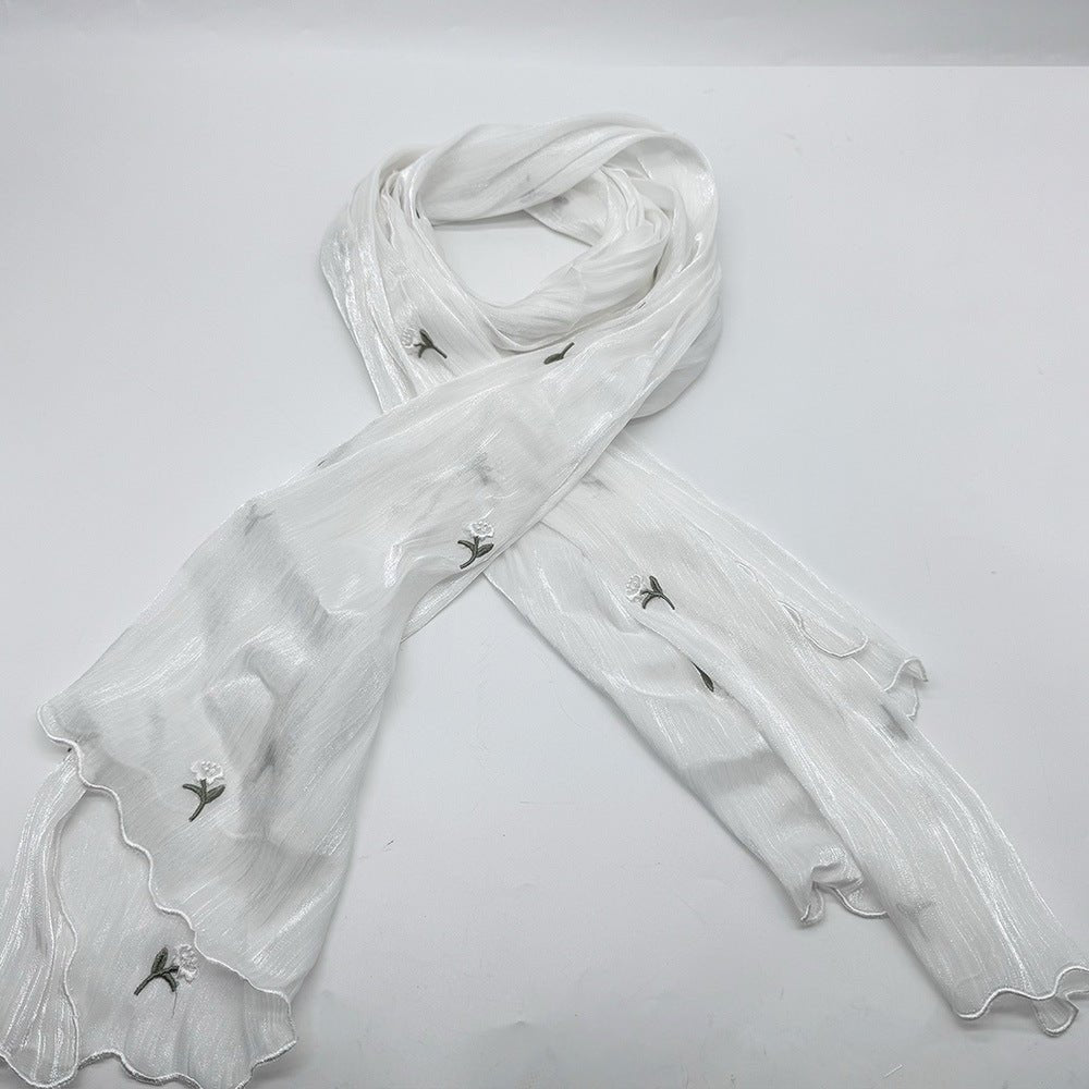 MH080 Breathable And Cool Crepe Embroidered Hijab