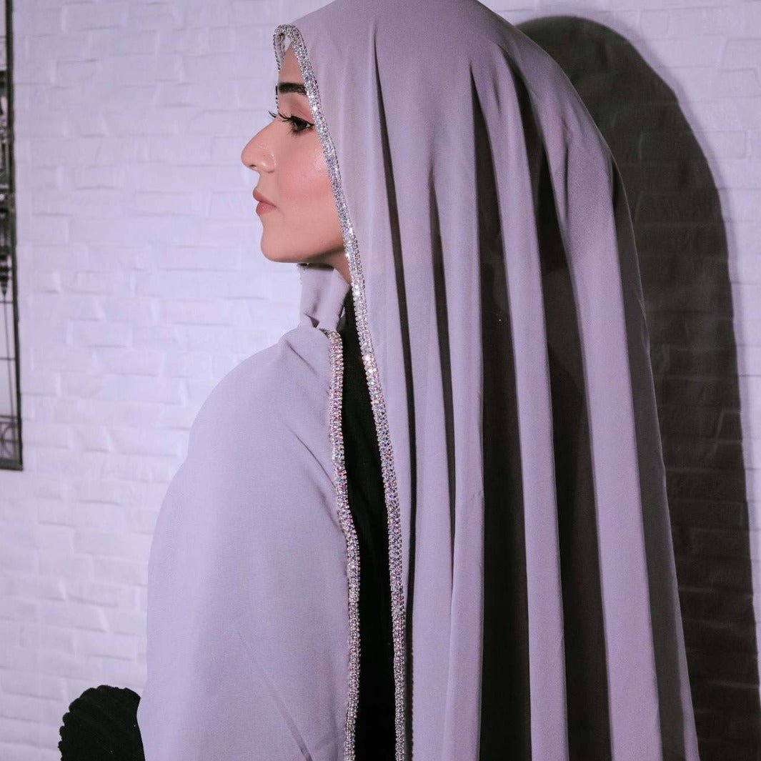 Diamond Trimmed Chiffon Hijab(MH087)