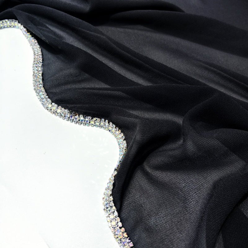 Diamond Trimmed Chiffon Hijab(MH087)