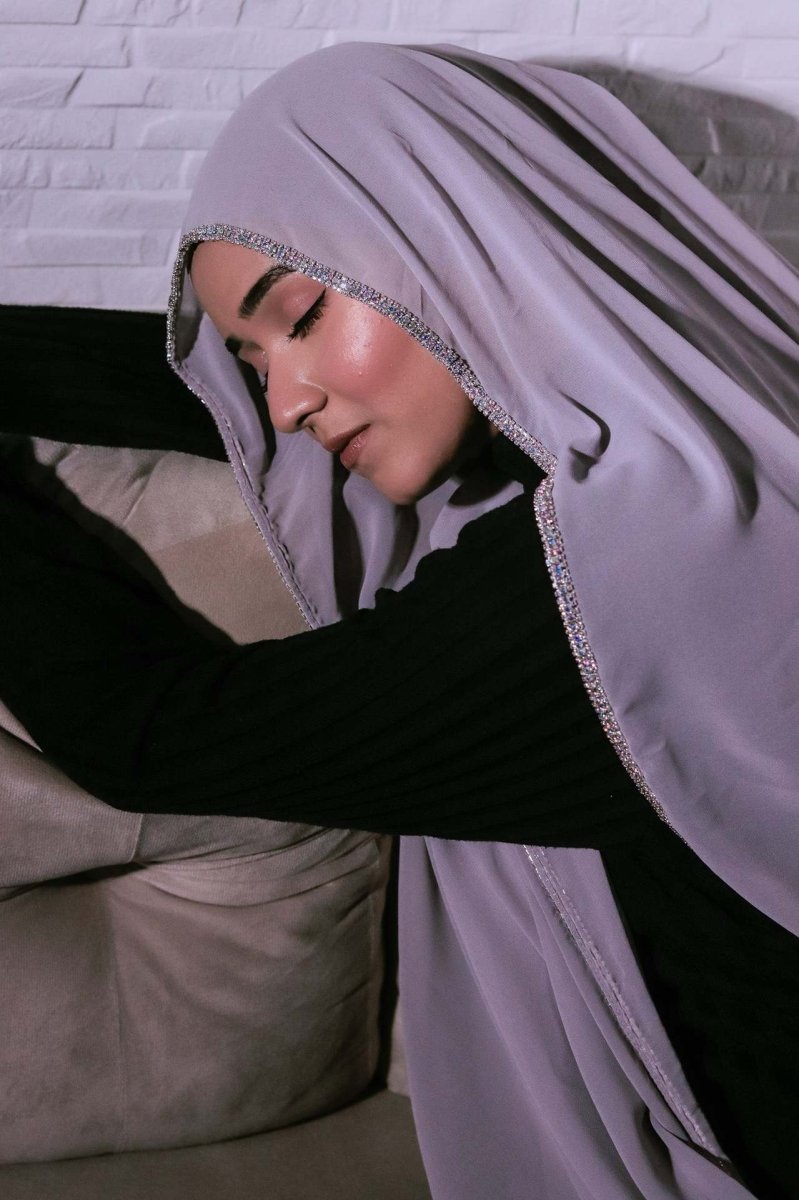 Diamond Trimmed Chiffon Hijab(MH087)