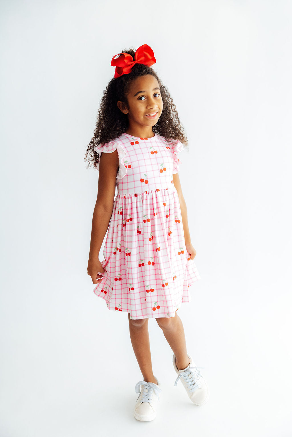 Cherry Sweet Flutter Sleeve Twirl Dress