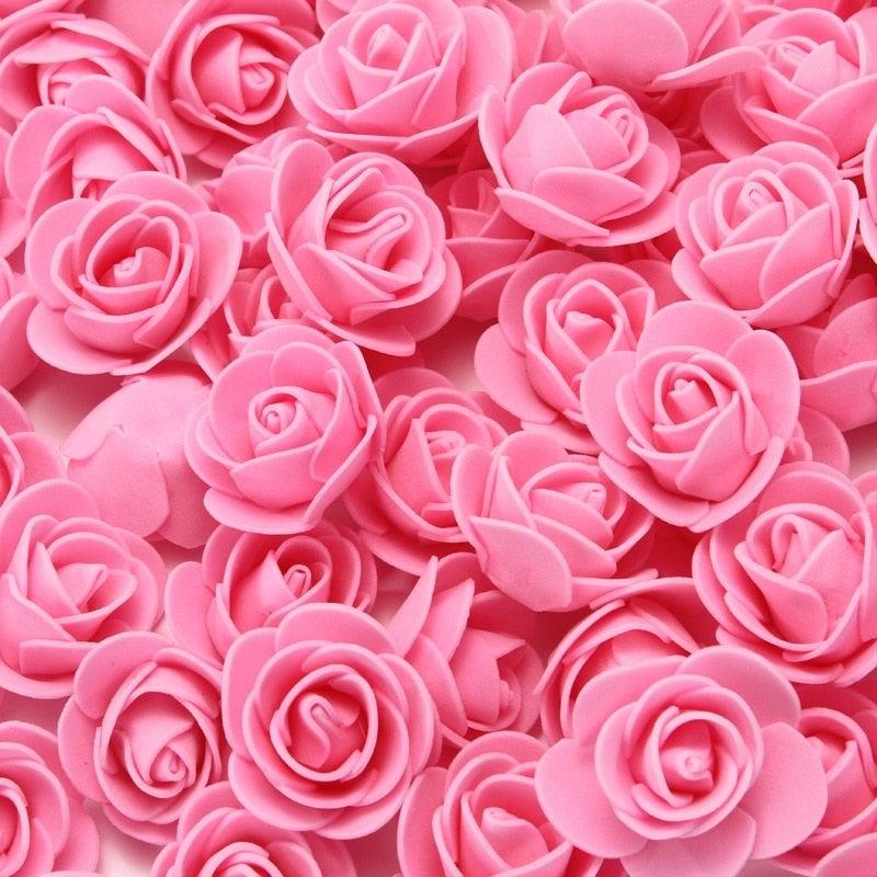 Mini Fake Rose Flower Heads 50/100/200 Pieces Teddy Bear of Roses 3cm Foam Wedding Flowers Accessories Make Bridal Hair Clips Headbands Dress