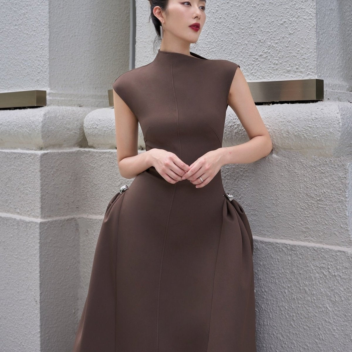 Minimalist Sleeveless Fitted Maxi Dress (MS382)